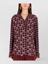 Dries Van Noten Geometric Long Sleeve V Neck Top In Red