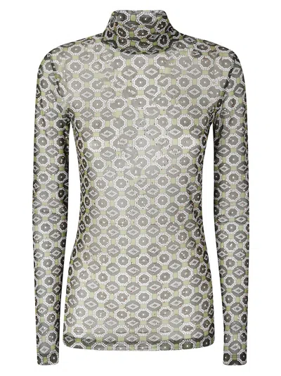 DRIES VAN NOTEN GEOMETRIC MESH TOP WITH GLITTER ACCENTS