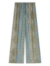 Dries Van Noten Womens Stone Puvis Graphic-print Silk Trousers In Blue