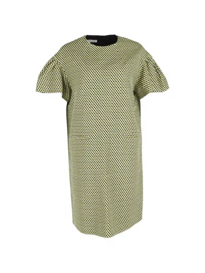Pre-owned Dries Van Noten Geometric-pattern Mini Dress In Yellow