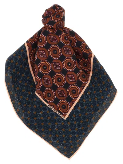 Dries Van Noten Geometric Pattern Silk Scarf With Refined Edges In Multi