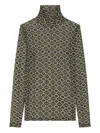 Dries Van Noten Geometric-pattern Turtleneck Tee In Green
