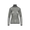 Dries Van Noten Geometric Patterned Long-sleeve Turtleneck Top In Gray