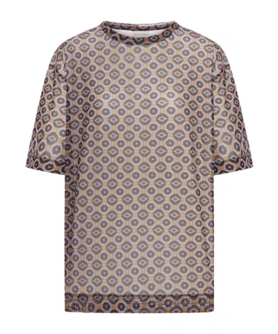 Dries Van Noten Geometric-print Semi-sheer Top In Brown