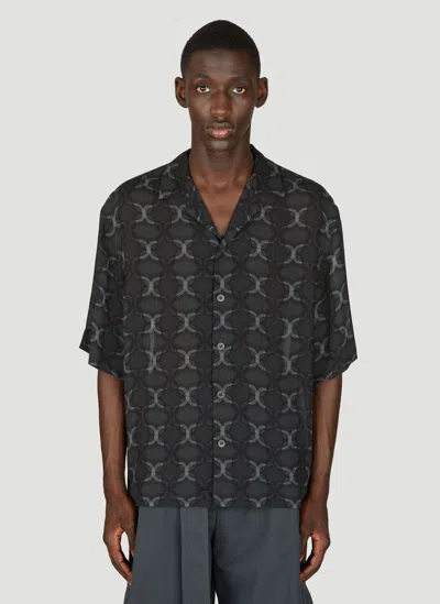 Dries Van Noten Geometric Print Short-sleeve Shirt In Grey