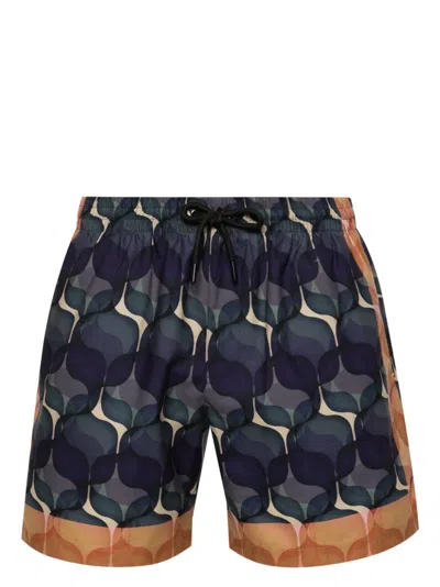 Dries Van Noten Blue Print Swim Shorts In 504 Blue