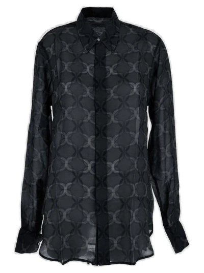 Dries Van Noten Geometric Printed Shirt In Grey