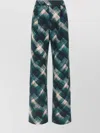 Dries Van Noten Geometric Wide Leg Trousers Pleated Front In Green