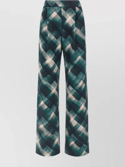 DRIES VAN NOTEN GEOMETRIC WIDE LEG TROUSERS PLEATED FRONT