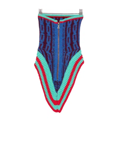 Dries Van Noten Geometric-patterned Infinity Scarf In Blue