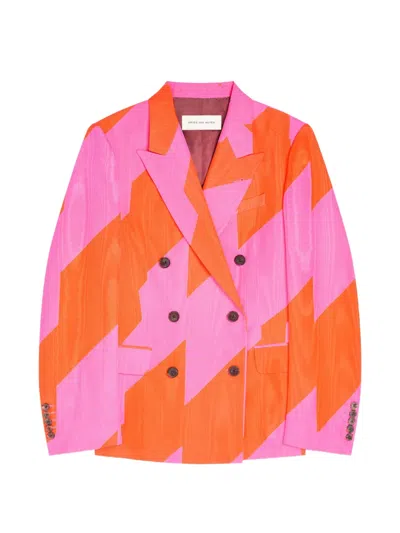 Dries Van Noten Geometric-print Double-breasted Blazer In Multi