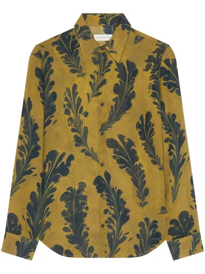 Dries Van Noten Georgette Shirt In Yellow