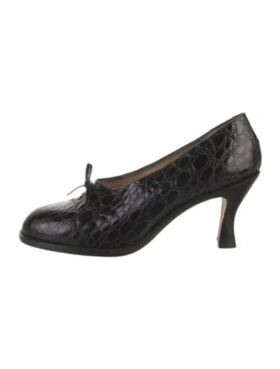 Pre-owned Dries Van Noten Gg Embossed Leather Pumps In Black