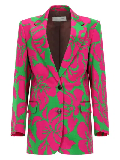 Dries Van Noten Basti Single-breasted Oversized Floral Viscose Blazer In Multi