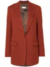 Dries Van Noten Single-breasted Wool Jacket With Structured Shoulder Pads In Rust