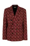 Dries Van Noten Structured Double-breasted Jackets In Patterned Fabric In Red