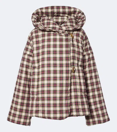 Dries Van Noten Gingham Hooded Cotton Puffer Jacket In Multicoloured