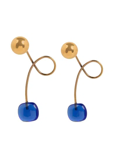 Dries Van Noten Glass Stud Earrings In Gold