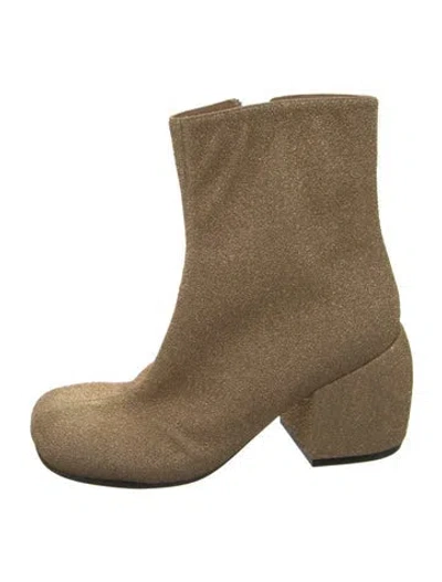 Pre-owned Dries Van Noten Glitter Glitter Accents Boots In Gold/metallic