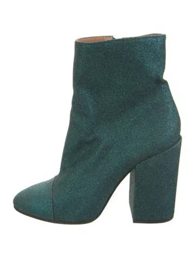 Pre-owned Dries Van Noten Glitter Glitter Accents Boots In Green/metallic