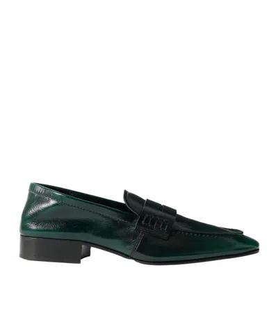 Dries Van Noten Glossed-leather Penny Loafers In Green