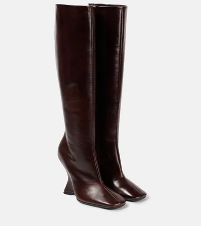 Dries Van Noten Glove Wedge Leather Boots In Brown