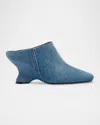 Dries Van Noten Dented Wedge Mule In Light Blue