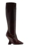 Dries Van Noten Glove Wedge Leather Boots In Brown
