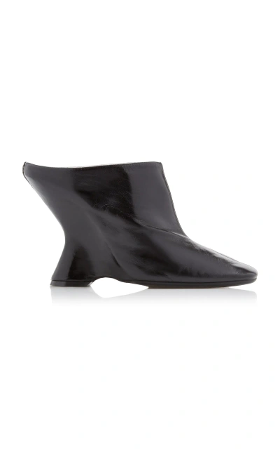 Dries Van Noten Glove Wedge Leather Mules In Black