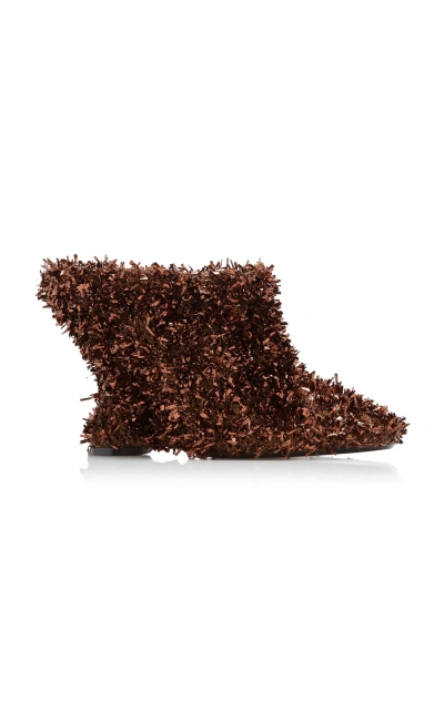 Dries Van Noten Glove Wedge Metallic Mules In Brown