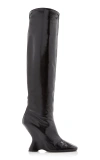 Dries Van Noten Glove Wedge Patent Leather Boots In Black