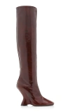 Dries Van Noten Glove Wedge Patent Leather Boots In Brown