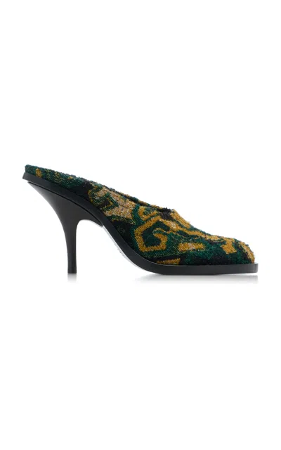Dries Van Noten Gobelin Jacquard Embroidered Mule Pumps In Multi