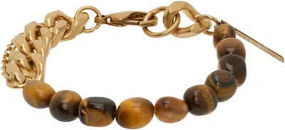 Dries Van Noten Gold & Brown Stone Chain Bracelet