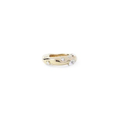 DRIES VAN NOTEN GOLD BRASS RING WITH IRREGULAR DESIGN