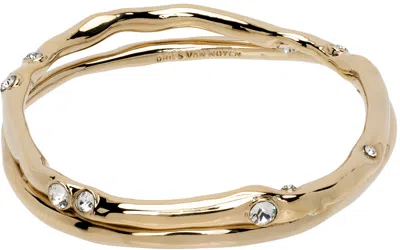 Dries Van Noten Gold Crystal Cuff Bracelet Set In 954 Gold