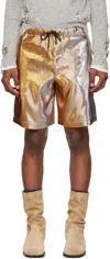 Dries Van Noten Piperi Gold Shorts In Gold