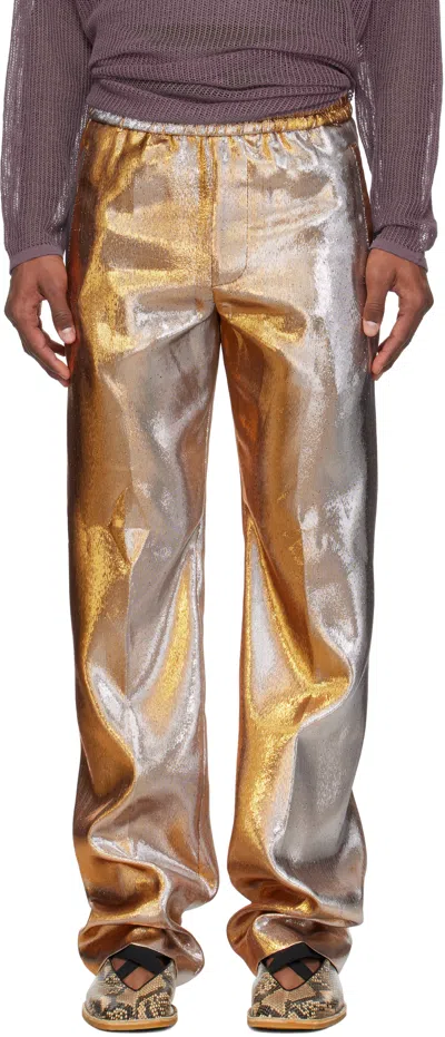 Dries Van Noten Gold Lamé Trousers In 954 Gold