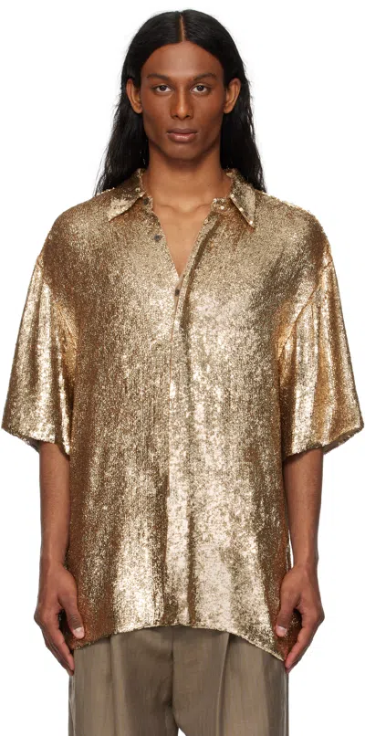 Dries Van Noten Gold Sequinned Shirt