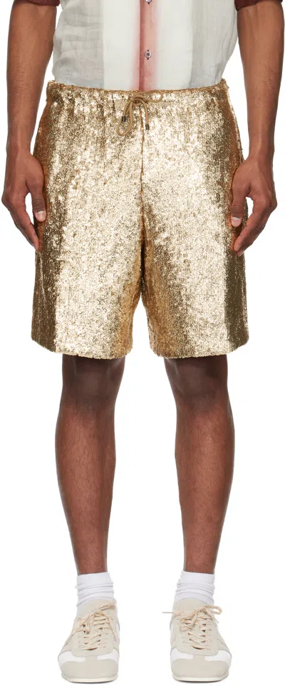 Dries Van Noten Gold Sequinned Shorts