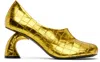 Dries Van Noten Gold Square Toe Heels In 954 Gold