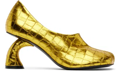 Dries Van Noten Gold Square Toe Heels In 954 Gold
