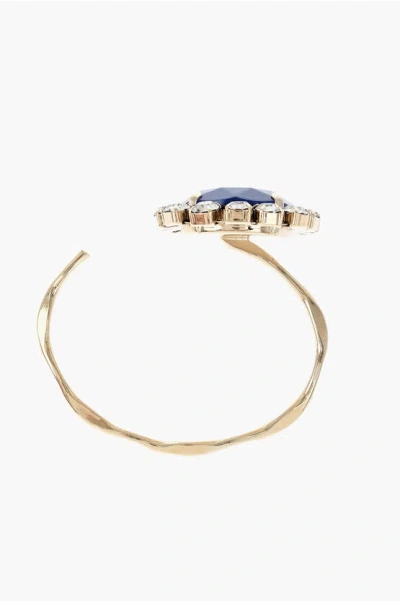 Dries Van Noten Gold-tone Metal Bracelet With A Floral Detail Embellished Wi