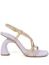 Dries Van Noten Strappy Curved-heel Leather Sandals In Purple