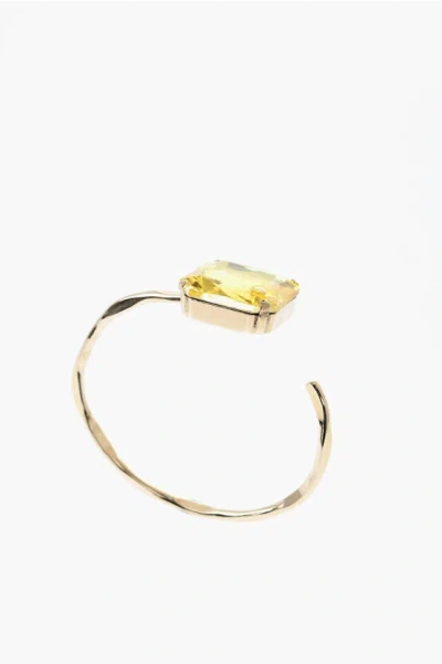 Dries Van Noten Golden Effect Metal Bracelet With Jewel