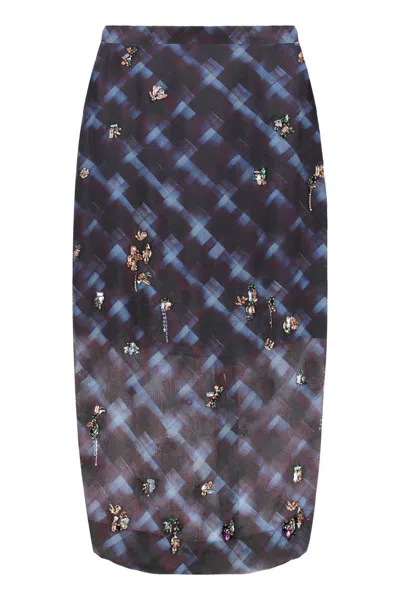 Dries Van Noten Gonna Sokna In Printed Silk In Multi