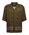 Dries Van Noten Embroidered Printed Bowling Shirt In Green