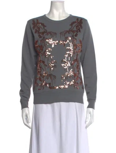 Pre-owned Dries Van Noten Graphic Print Bateau Neckline Sweatshirt In Grey