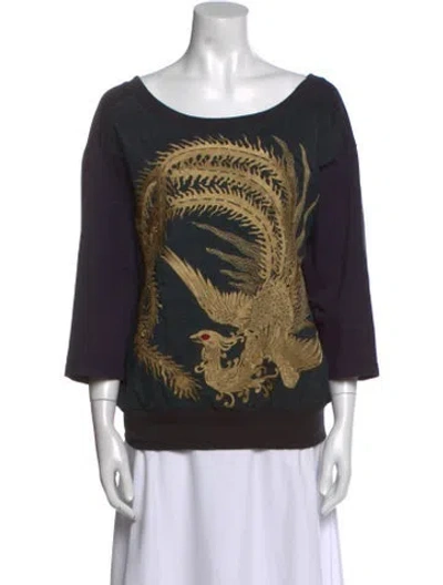 Pre-owned Dries Van Noten Graphic Print Bateau Neckline Sweatshirt In Multi