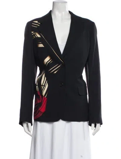 Pre-owned Dries Van Noten Graphic Print Blazer In Black